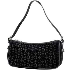 Celine C Macadam pattern handbag, logo suede, black, women's.